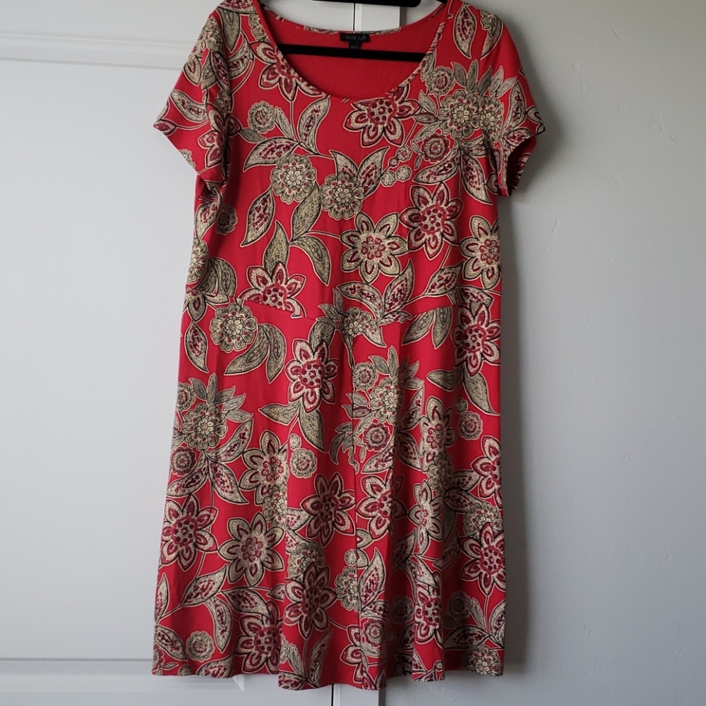 J.Jill Wearever Collection Red Paisely Dress